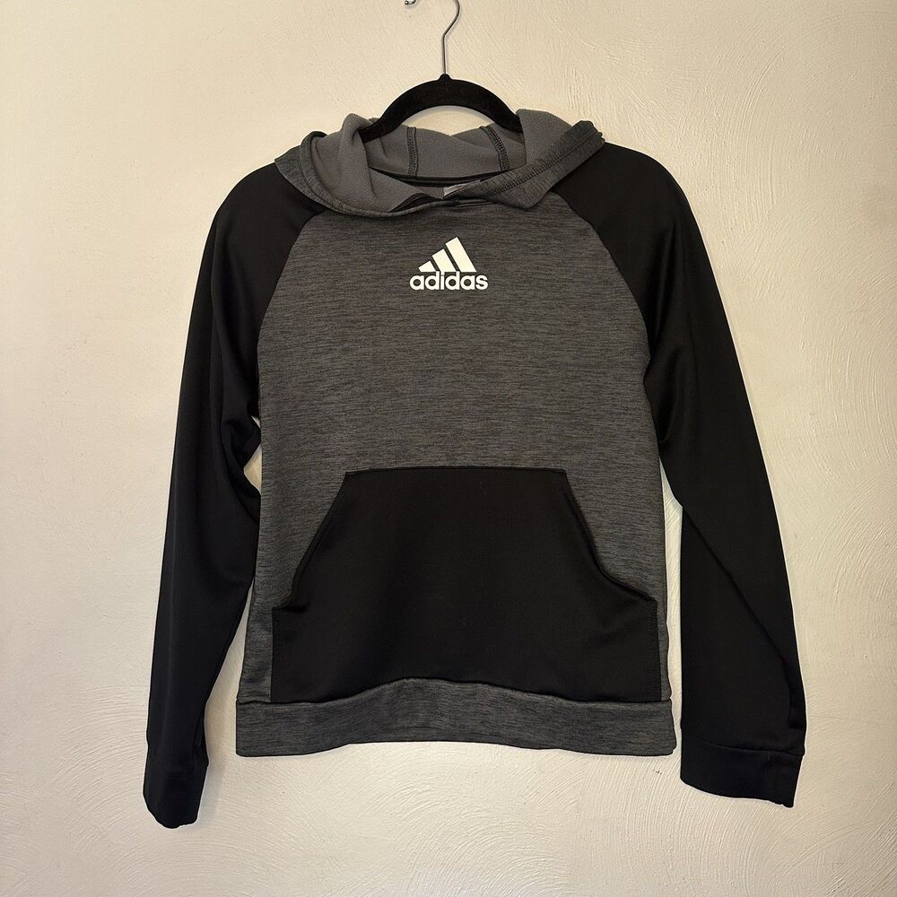 adidas Pullover Hoodie Youth Large 14/16  Gray/Black